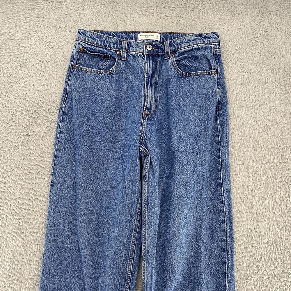Abercrombie & Fitch Loose High Rise Jeans Womens 30 Blue Straight Relaxed Denim - Picture 2 of 14
